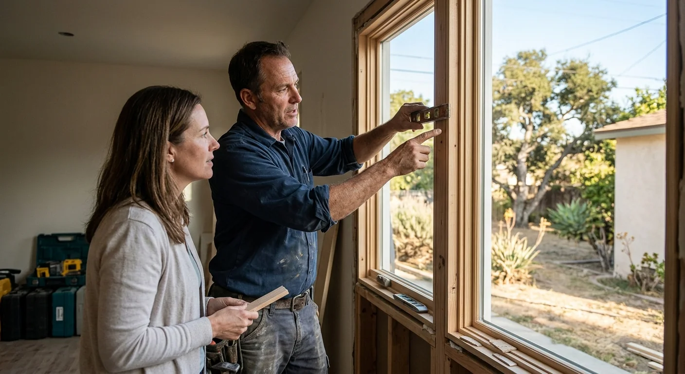 Homeowner reviewing glass replacement options during an Altadena consultation