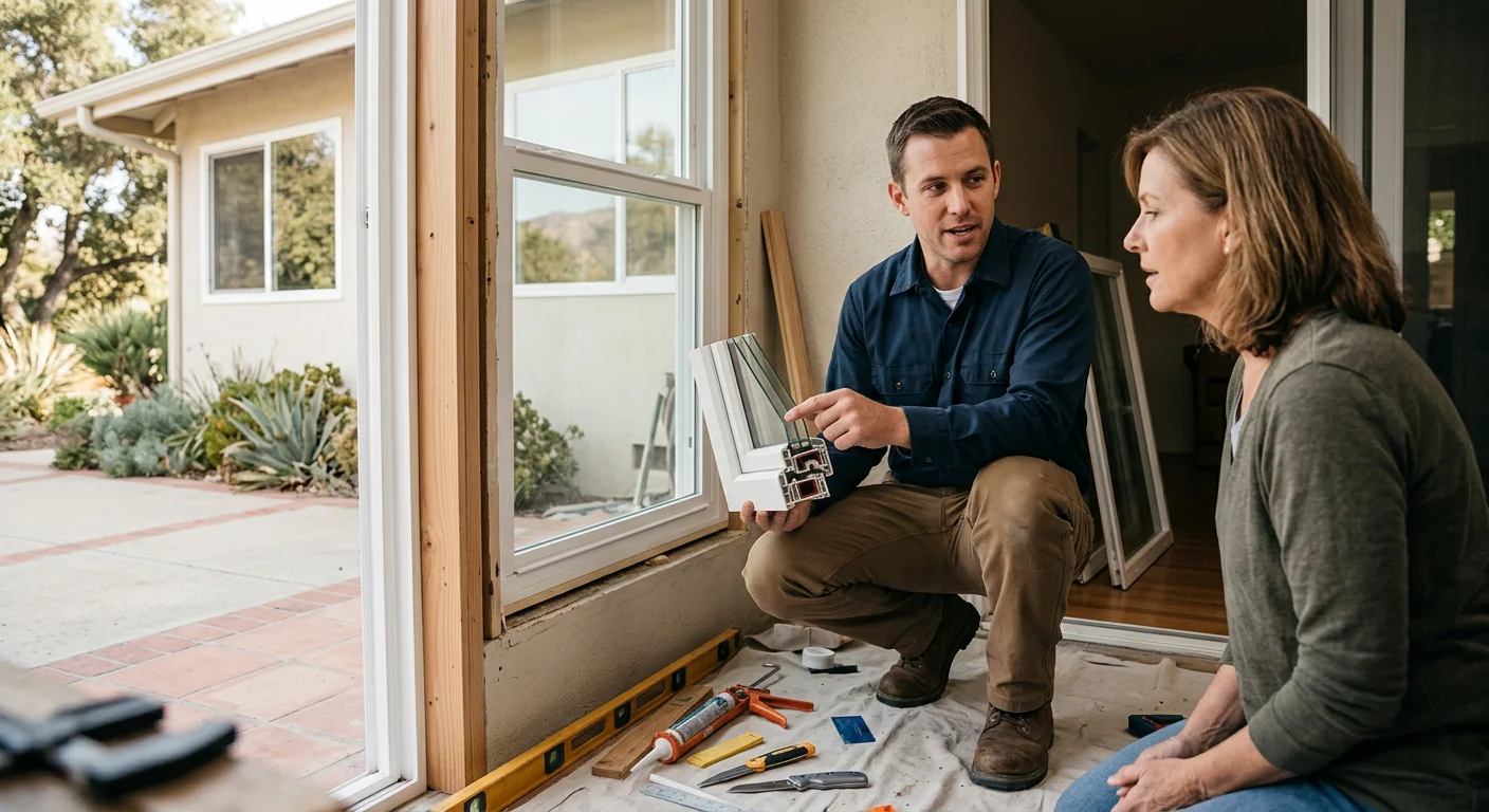 Window replacement specialist reviewing scheduling options with an Altadena homeowner